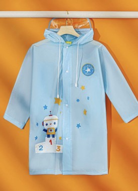 Kids Cartoon Graphic Hooded Raincoat Blue- size XL Brand new