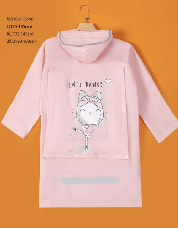 Kids cartoon cat print hooded raincoat- size XL brand new